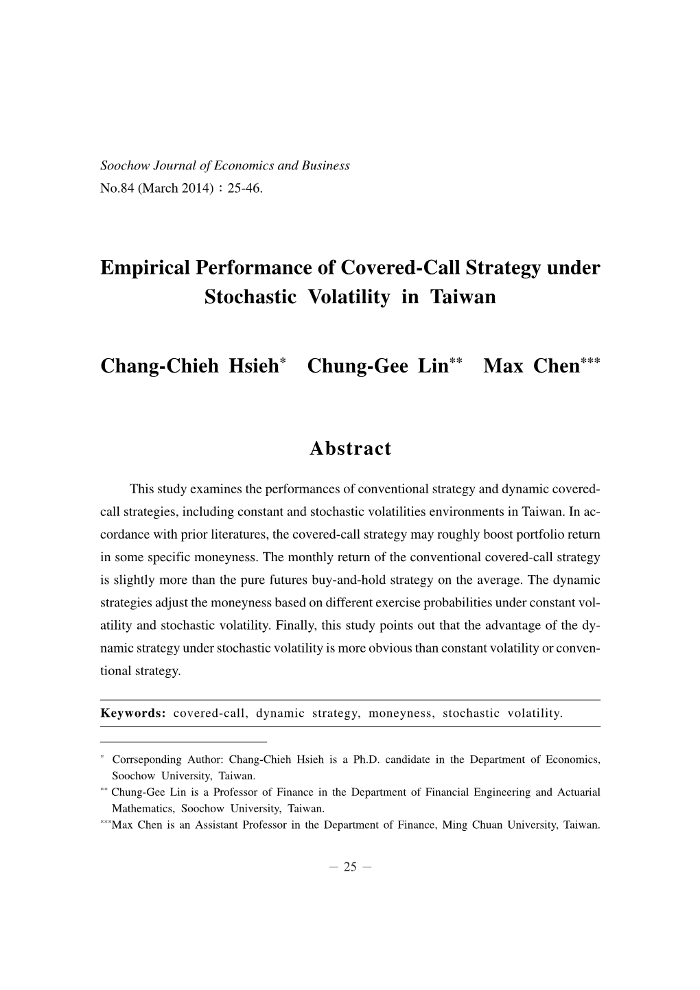 Empirical Performance of Covered-Call Strategy Under Stochastic Volatility in Taiwan