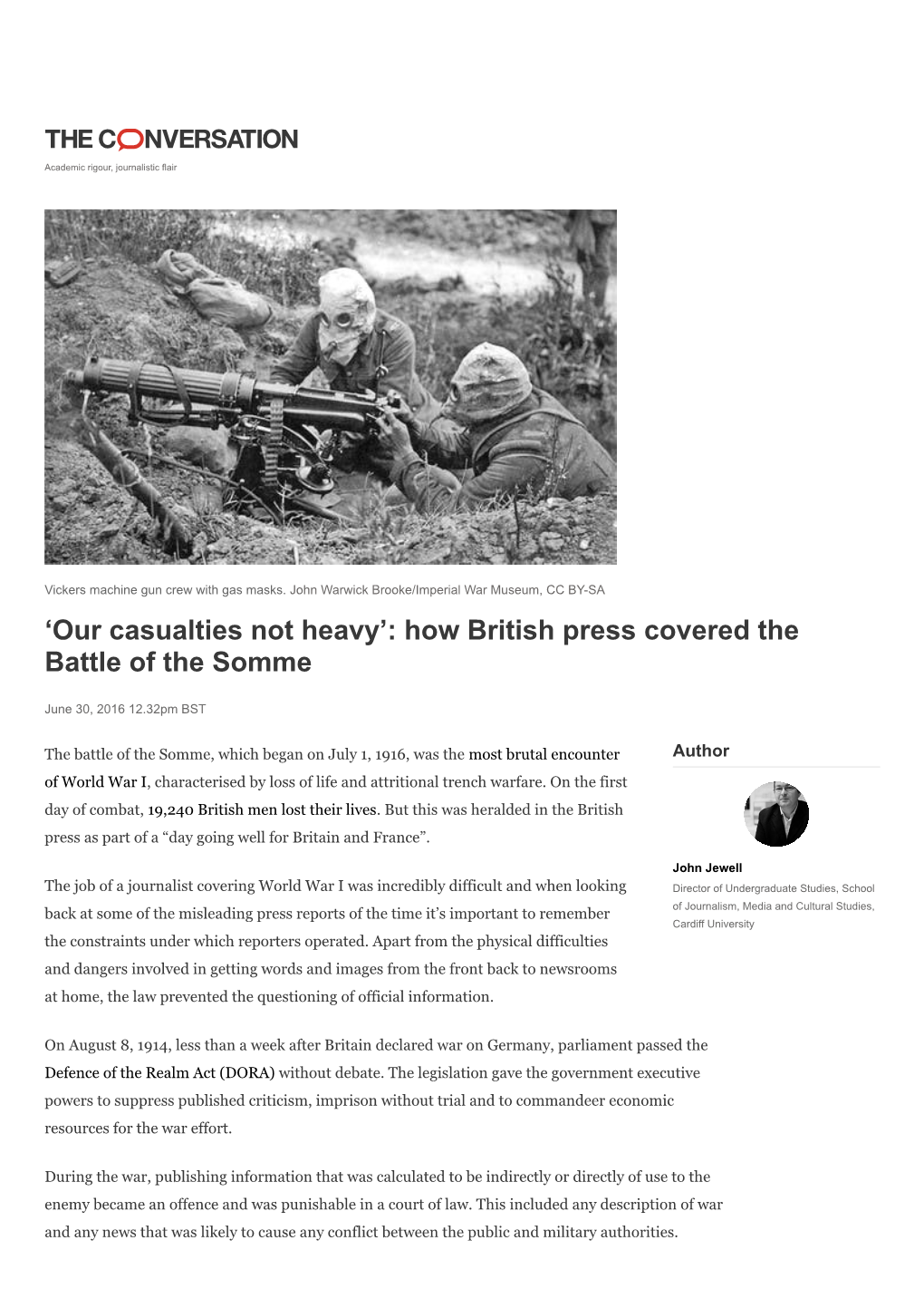 How British Press Covered the Battle of the Somme