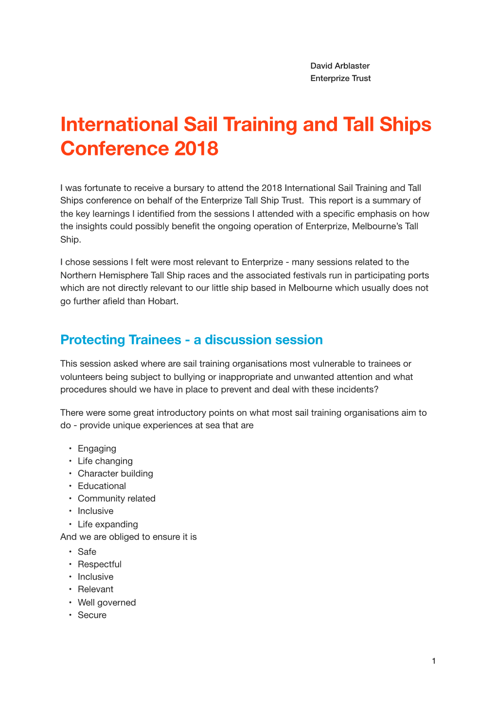 2018 Sail Training and Tall Ship Conference
