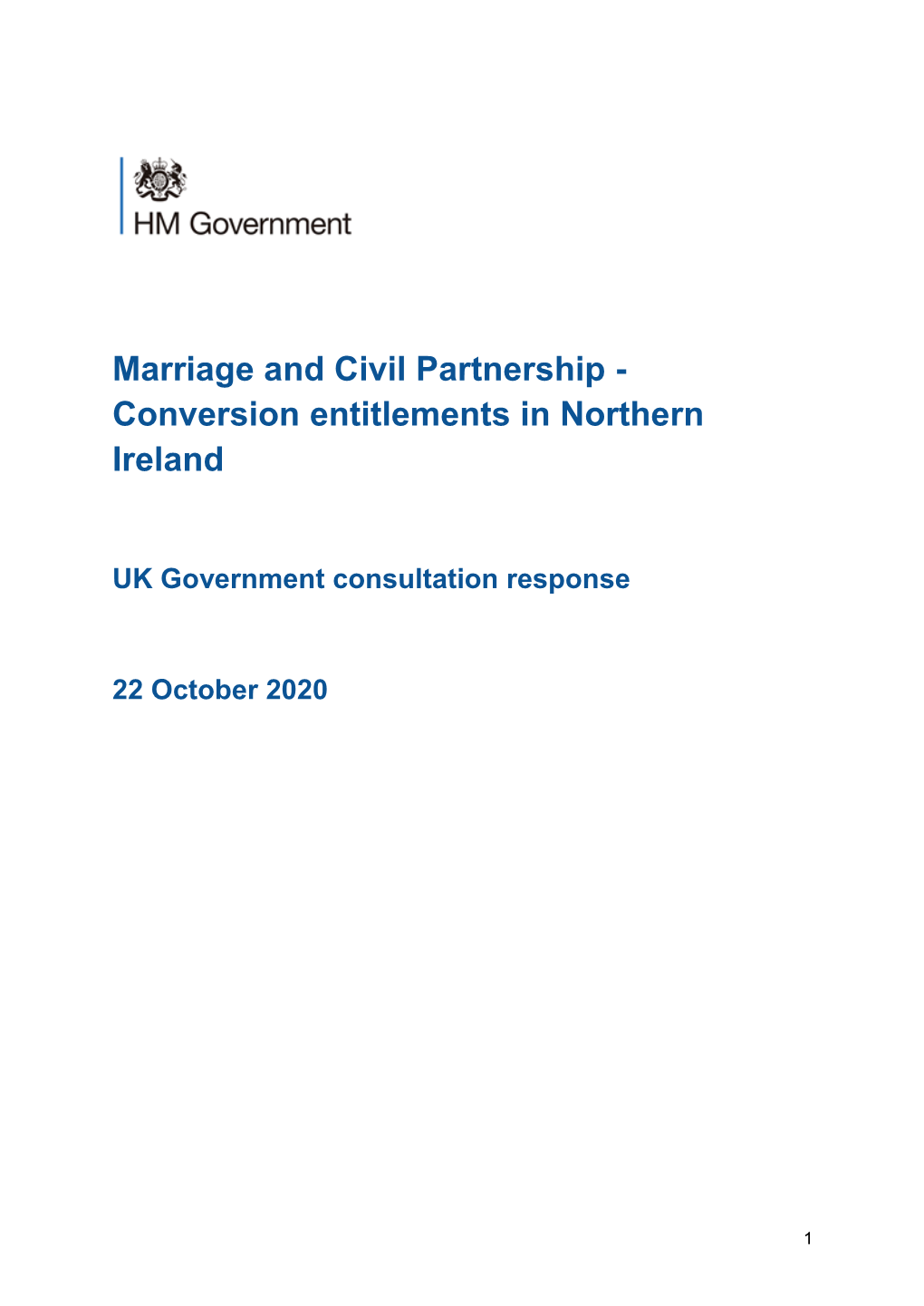Marriage and Civil Partnership - Conversion Entitlements in Northern Ireland