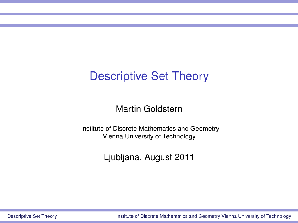 Descriptive Set Theory