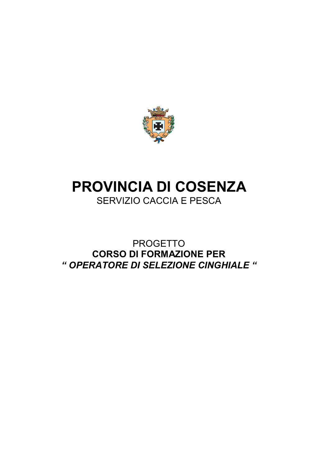 Provincia Di Cosenza Servizio Caccia E Pesca