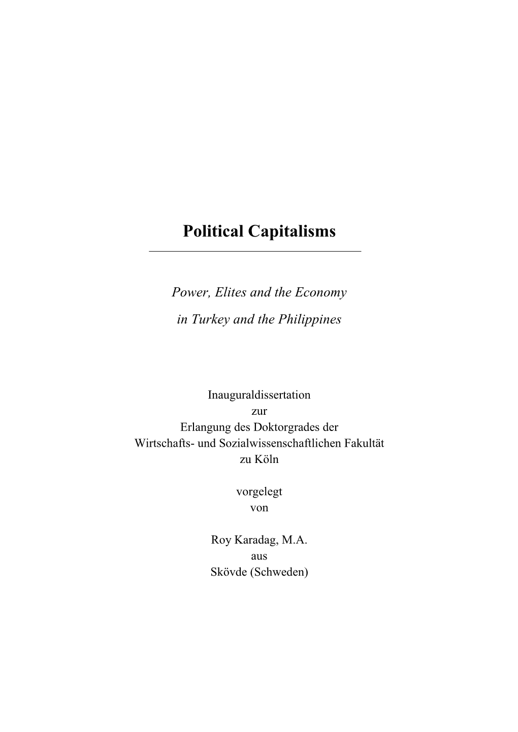 Political Capitalisms