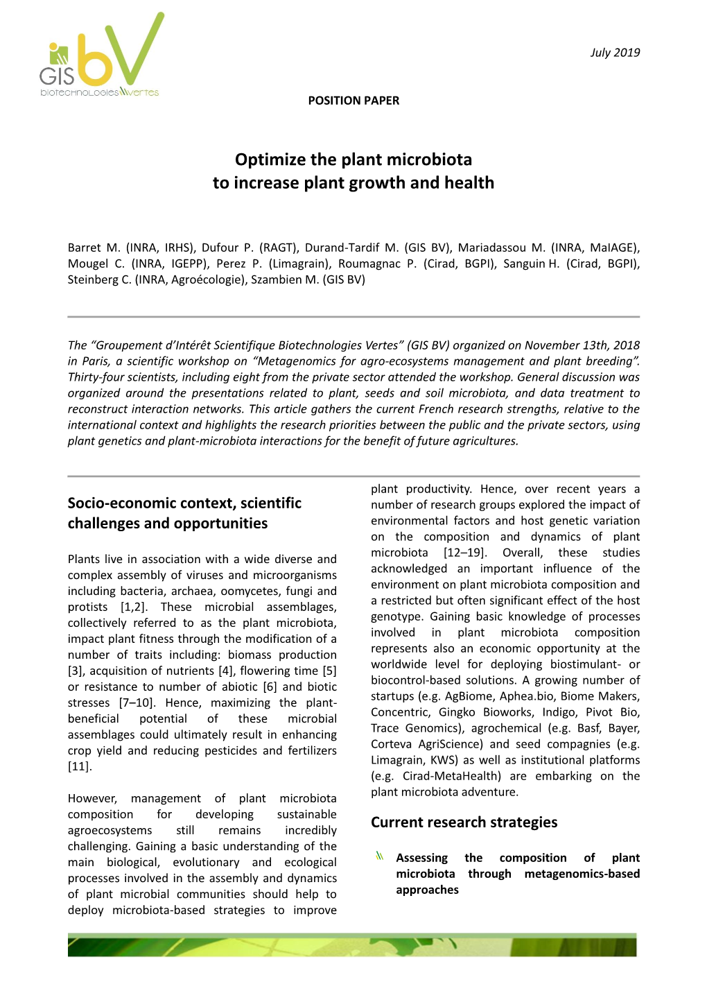 Optimize the Plant Microbiota to Increase Plant Growth and Health