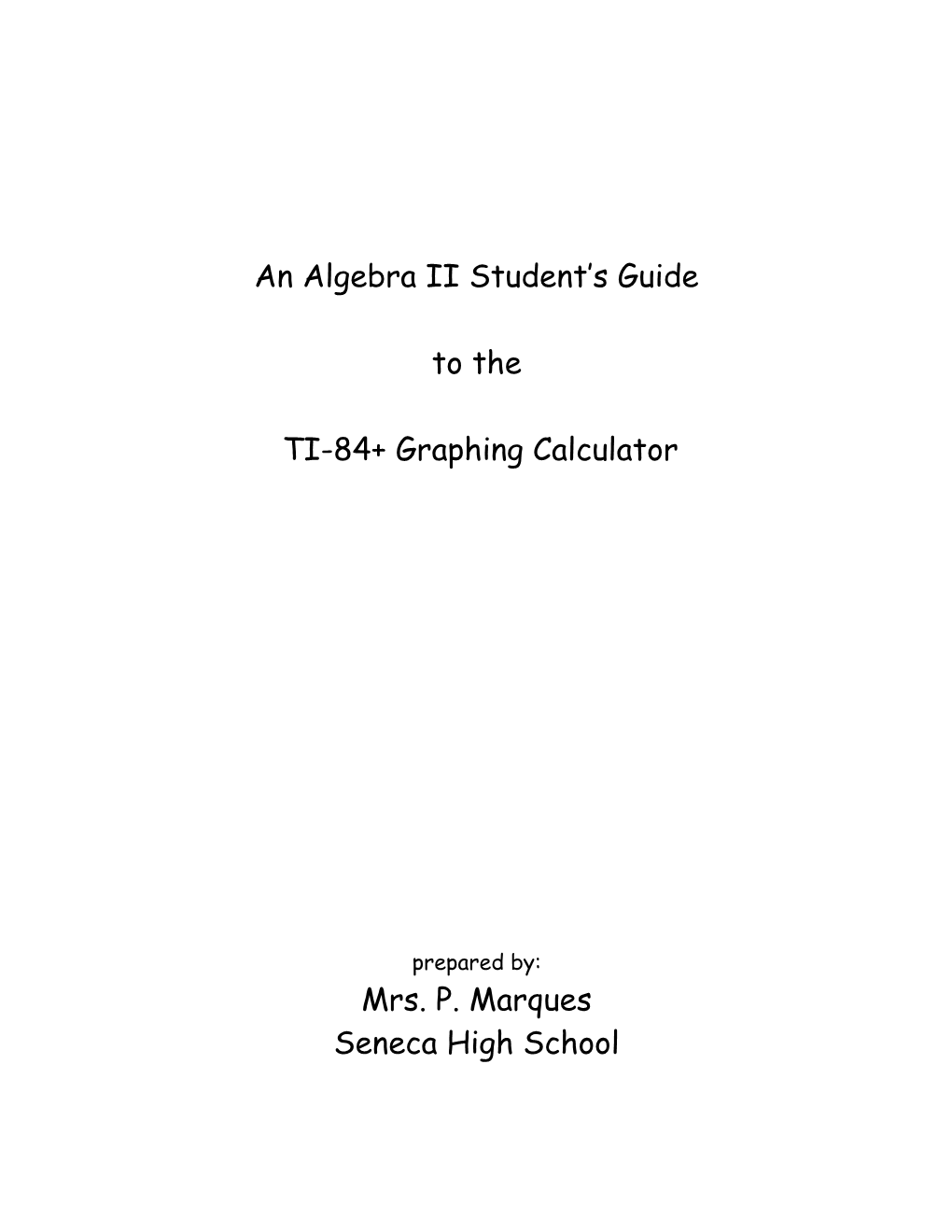 An Algebra II Student S Guide