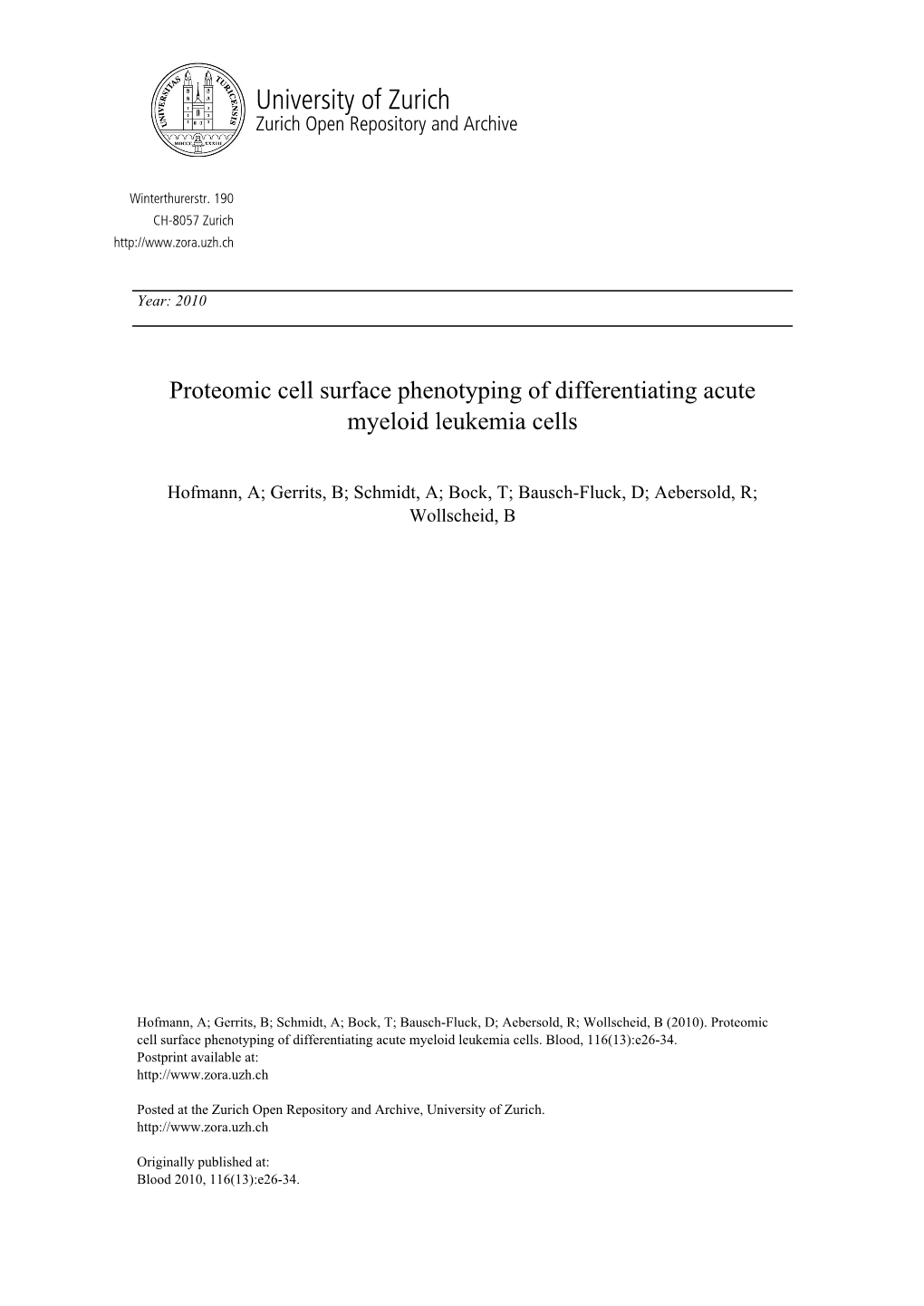 'Proteomic Cell Surface Phenotyping of Differentiating Acute Myeloid