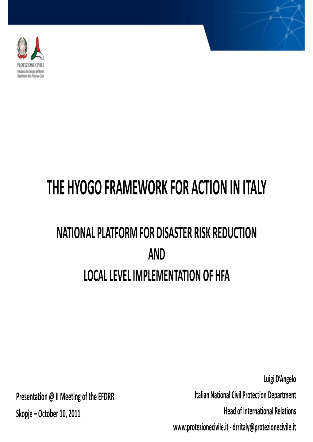 09 EFDRR 10Oct2011 WG3 Italy Dangelo