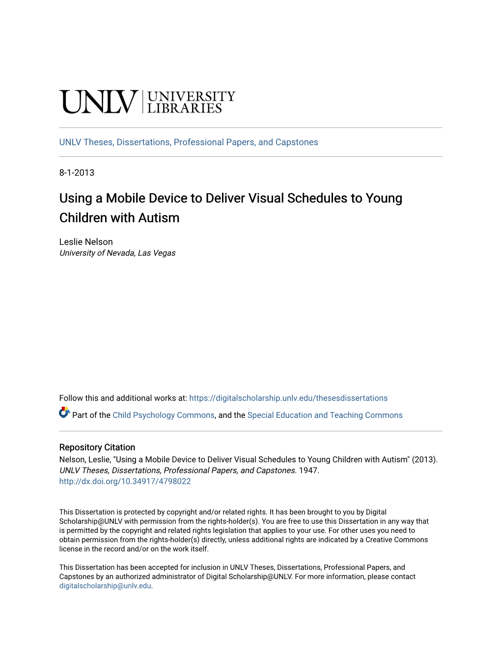 Using a Mobile Device to Deliver Visual Schedules to Young Children with Autism