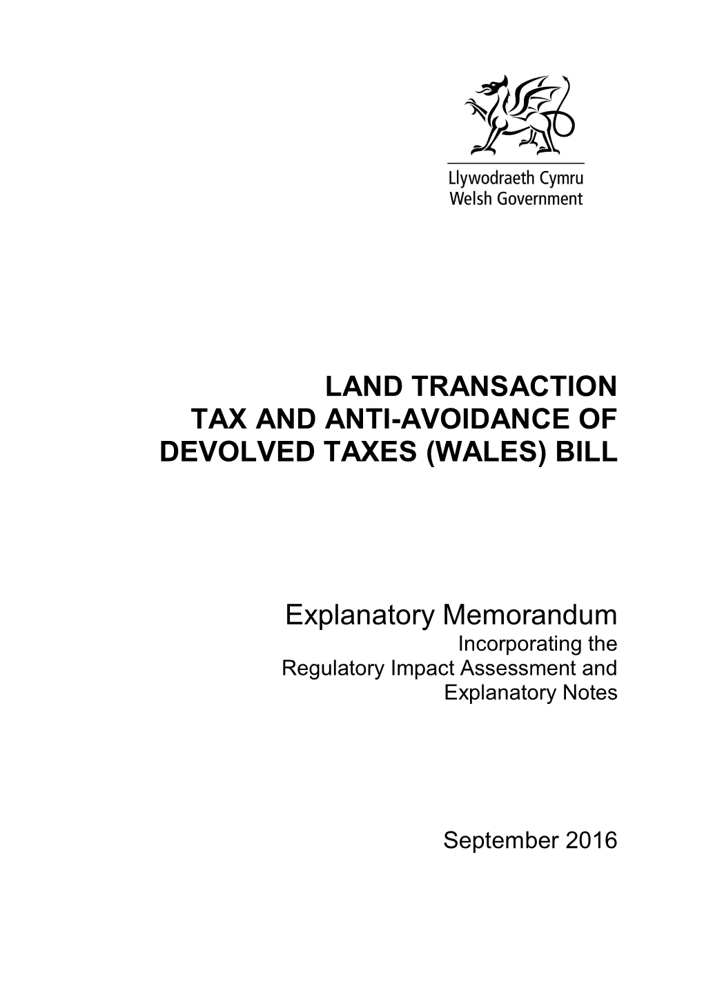 Land Transaction Tax and Anti-Avoidance of Devolved Taxes (Wales) Bill