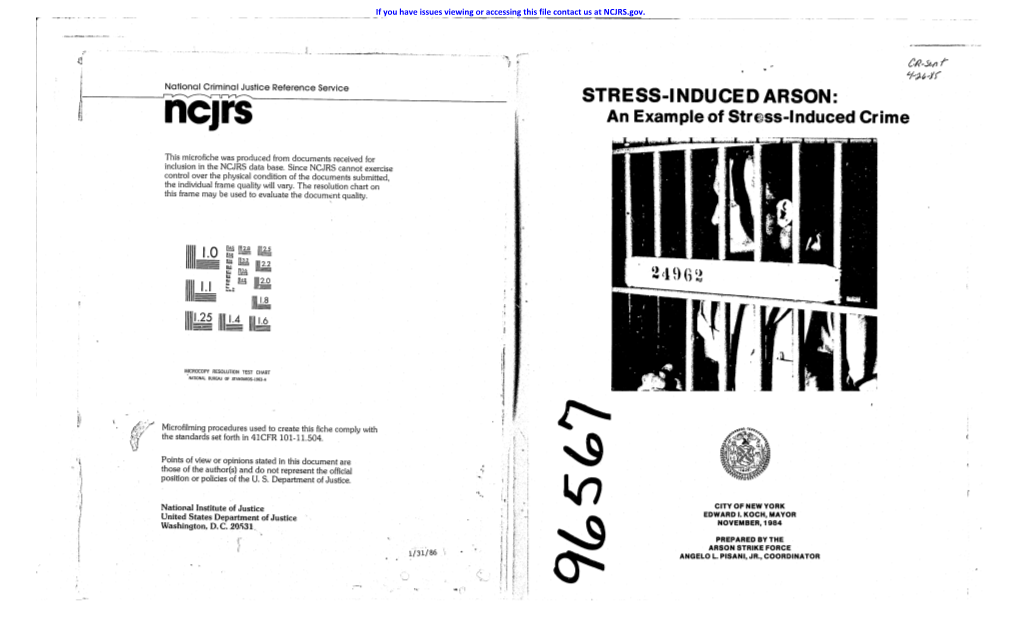 STRESS-INDUCED ARSON: ~--Iicjr5------An Example of Stress-Induced Crime I