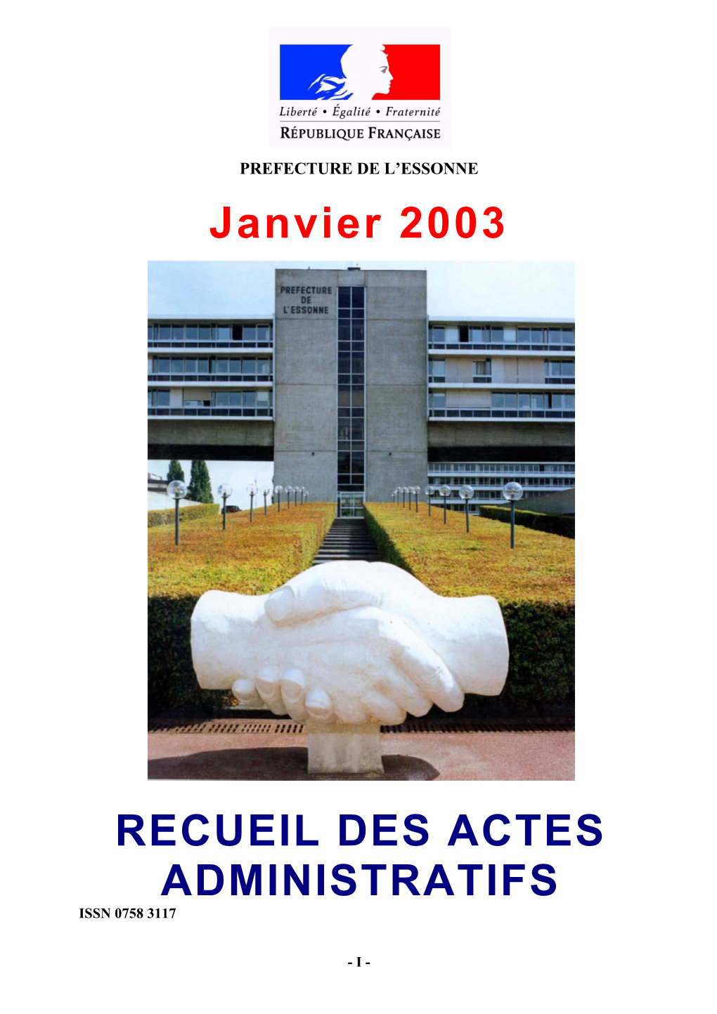 Janvier 2003 RECUEIL DES ACTES ADMINISTRATIFS