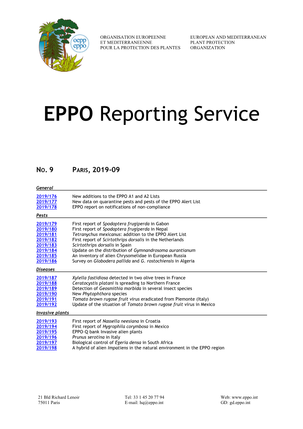 EPPO Reporting Service