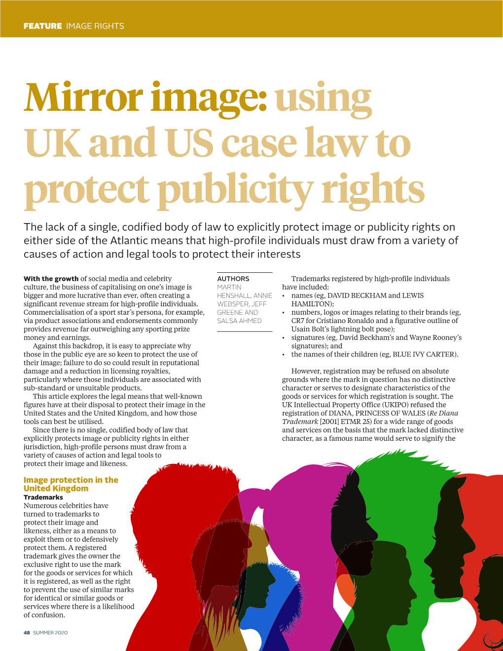 Mirror Image:Using UK and US Case Law to Protect Publicity Rights