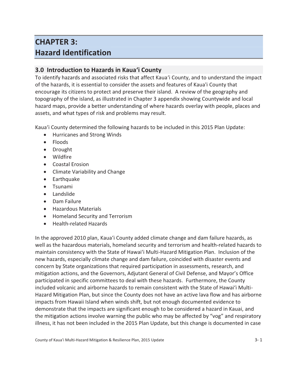 CHAPTER 3: Hazard Identification