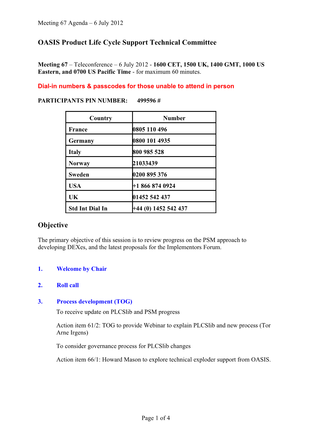 OASIS Product Life Cycle Support Technical Committee