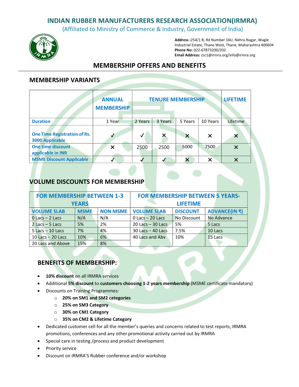 Membership Offers and Benefits Indian Rubber