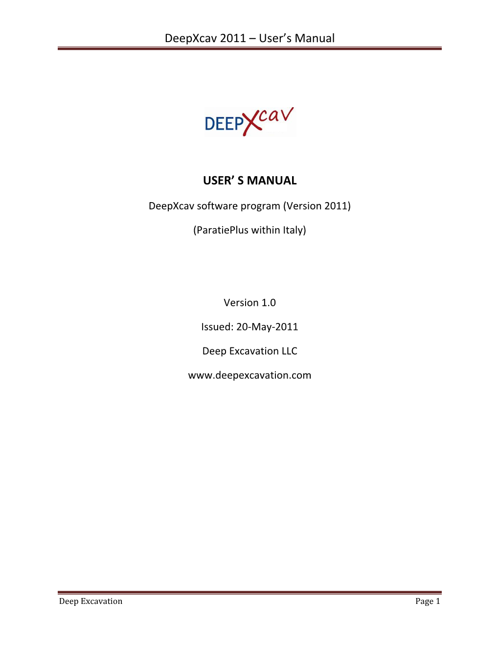 Deepxcav 2011 – User's Manual USER' S MANUAL