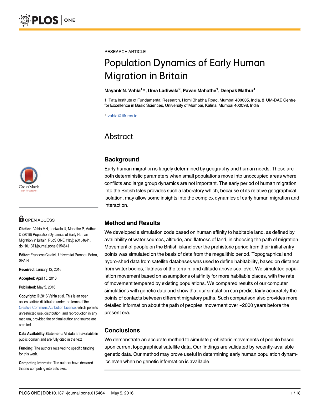 Population Dynamics of Early Human Migration in Britain