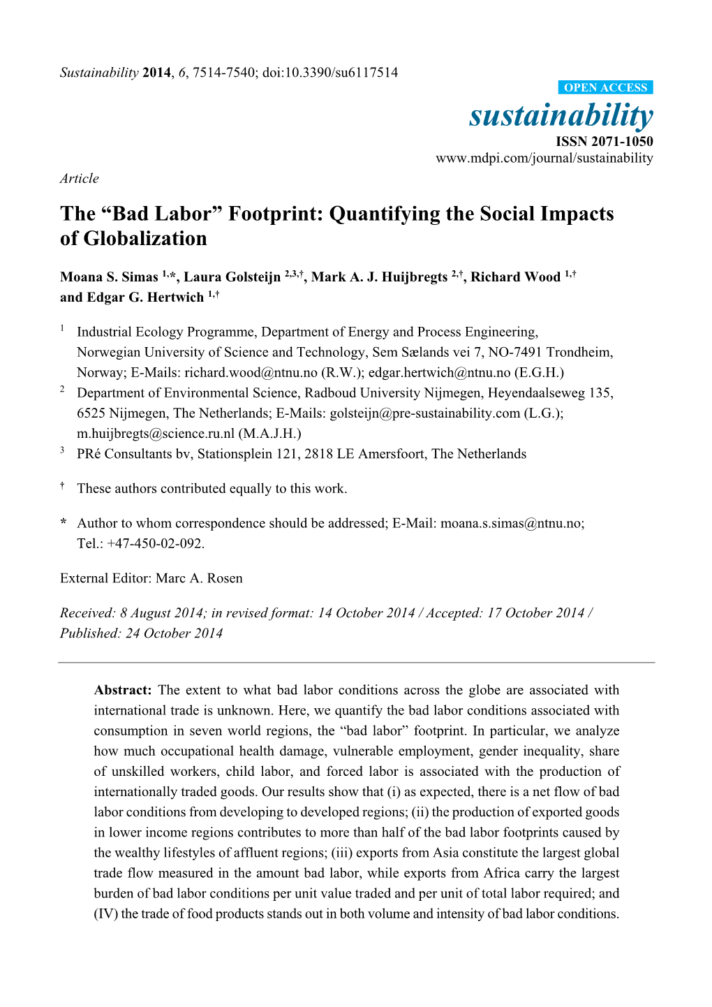 The “Bad Labor” Footprint: Quantifying the Social Impacts of Globalization