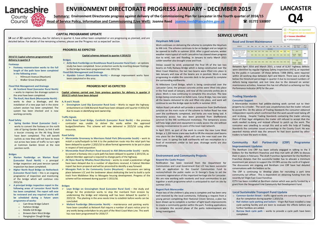 Environment Directorate Progress January