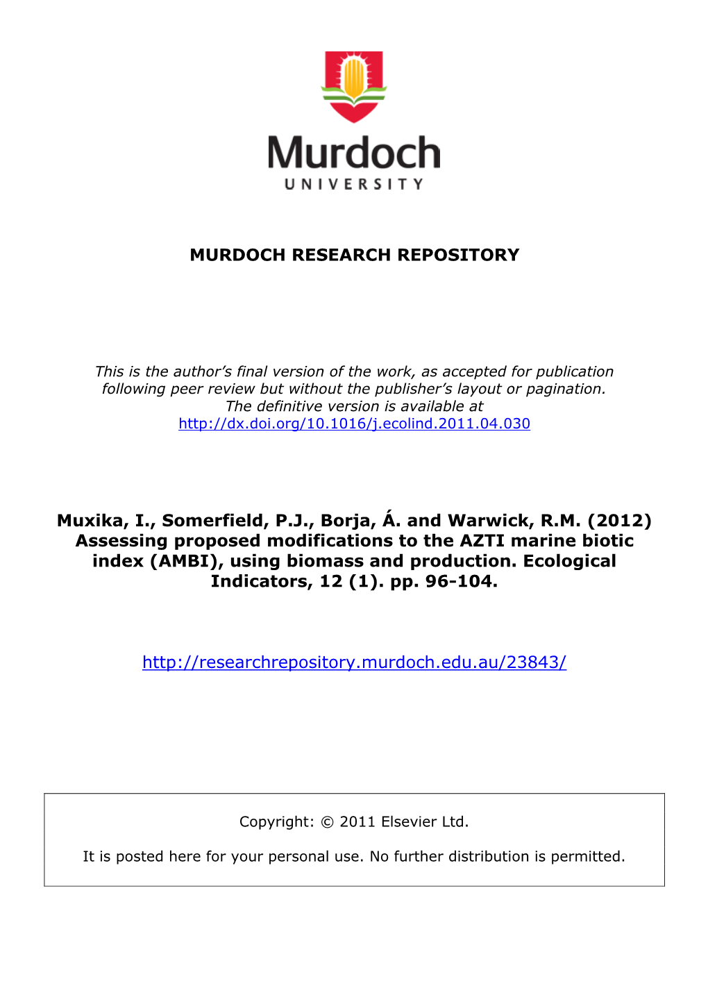 MURDOCH RESEARCH REPOSITORY Muxika, I