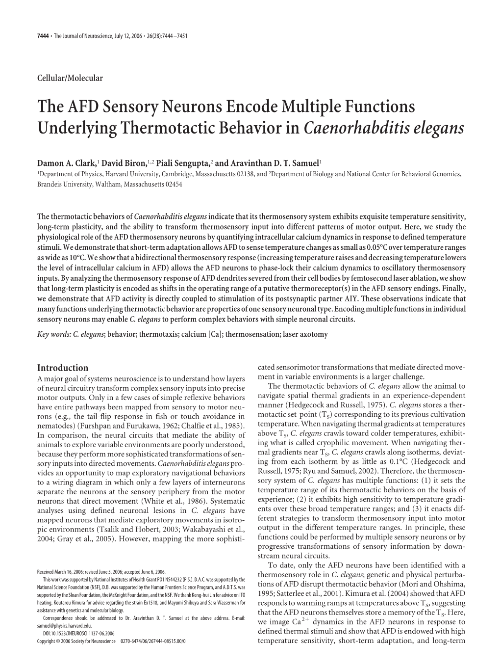 The AFD Sensory Neurons Encode Multiple Functions Underlying Thermotactic Behavior in Caenorhabditis Elegans