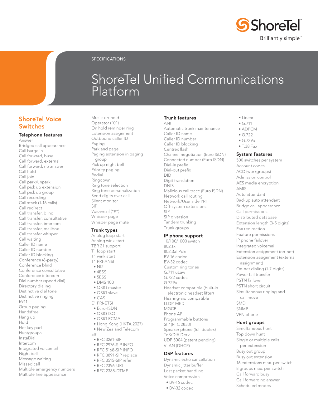 Shoretel Unified Communications Platform