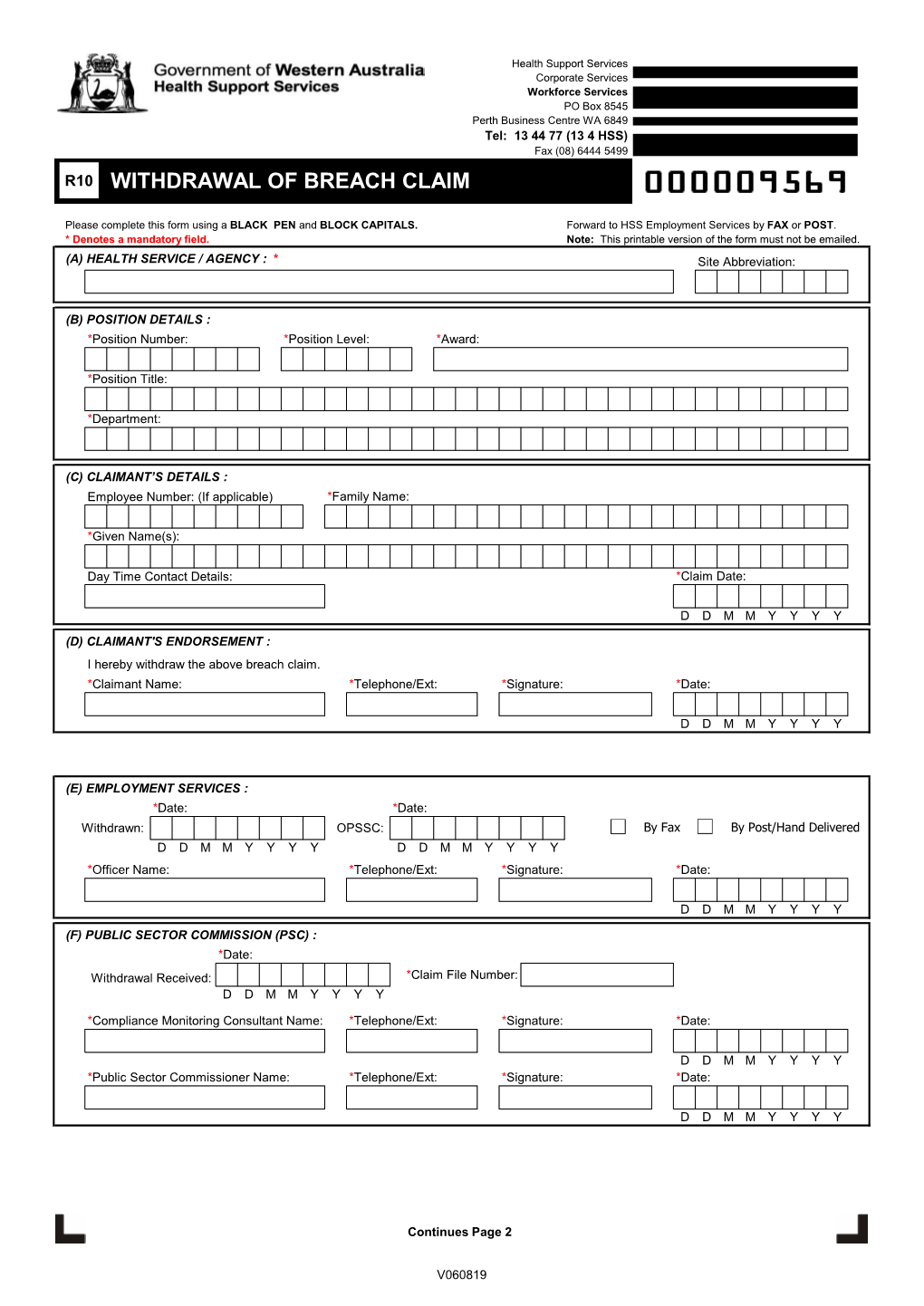 R10 Withdrawal of Breach Claim Pform