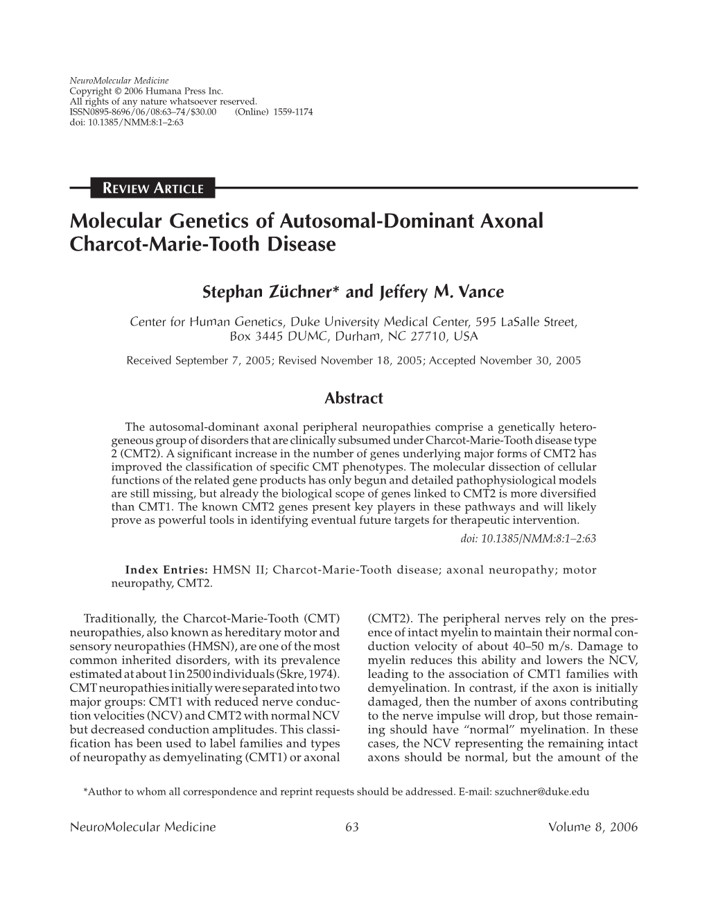 Molecular Genetics of Autosomal-Dominant Axonal Charcot-Marie-Tooth Disease