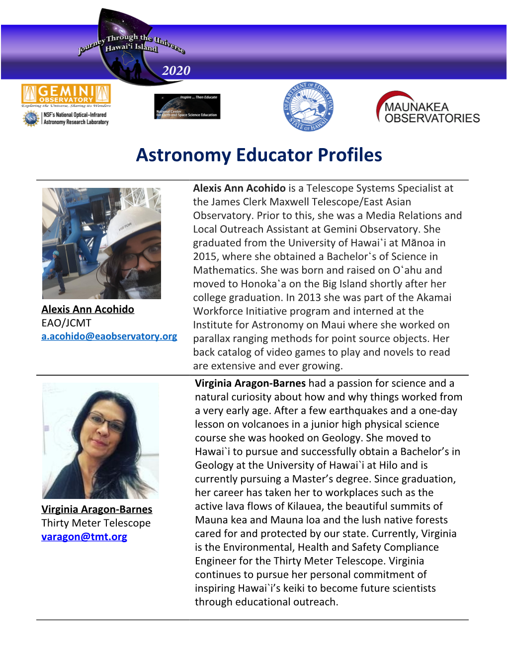 Astronomy Educator Profiles