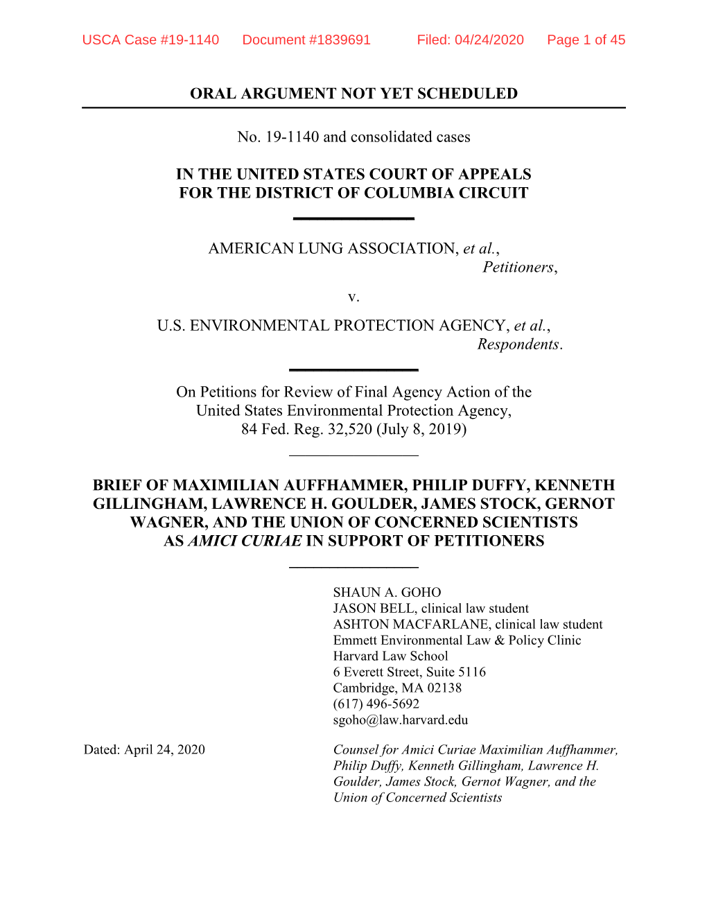 USCA Case #19-1140 Document #1839691 Filed: 04/24/2020 Page 1 of 45