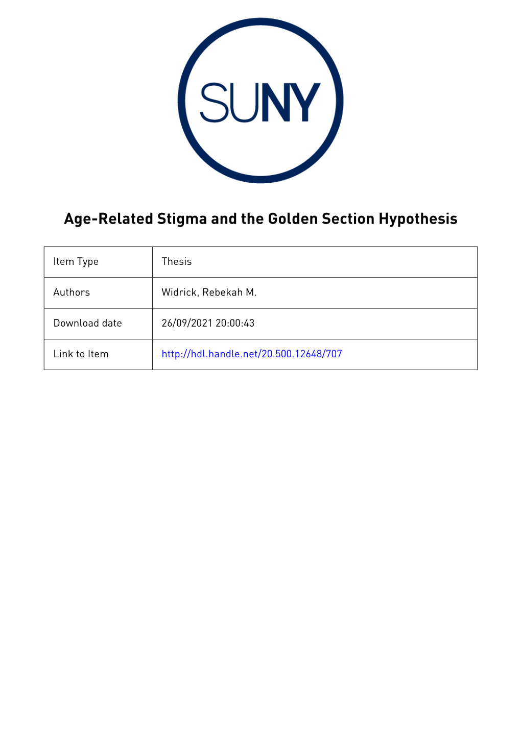 I AGE-RELATED STIGMA and the GOLDEN SECTION HYPOTHESIS