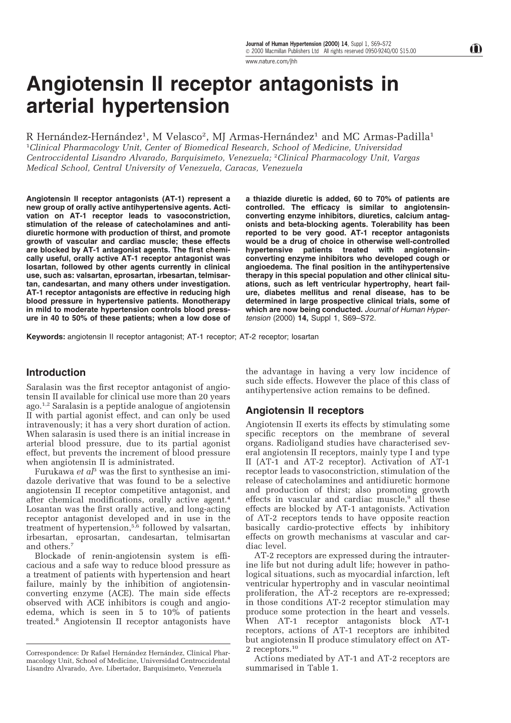 Angiotensin II Receptor Antagonists in Arterial Hypertension