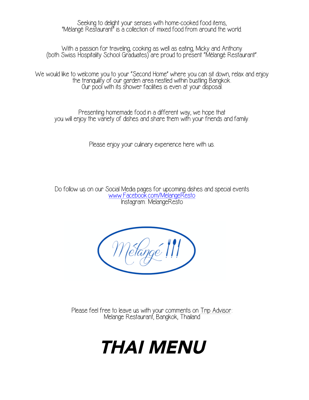 Complete Menu Thai