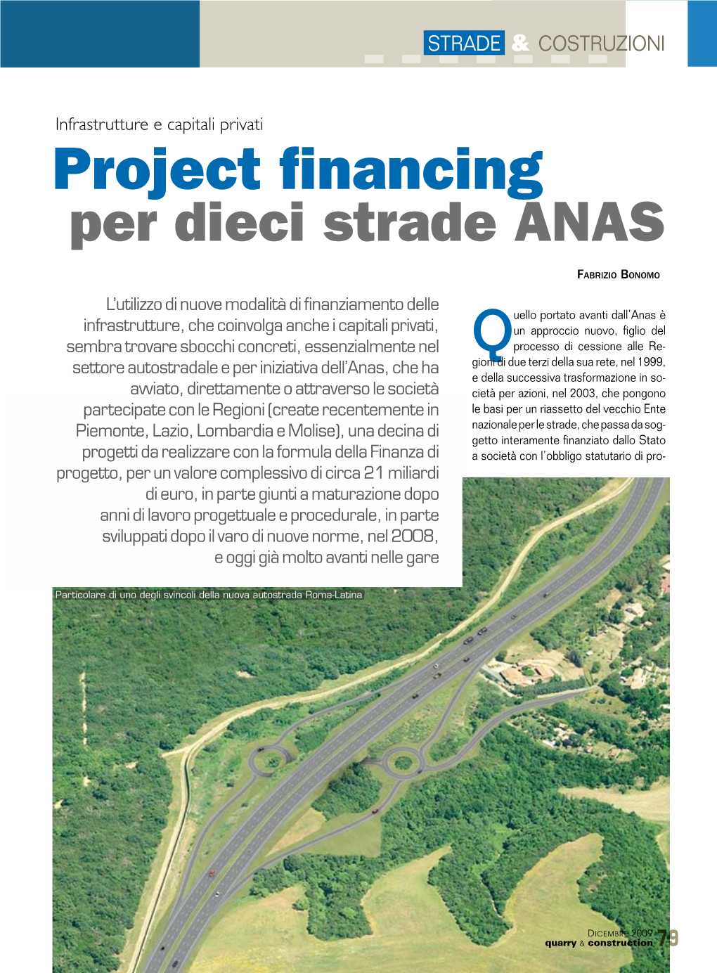 Project Financing Per Dieci Strade ANAS