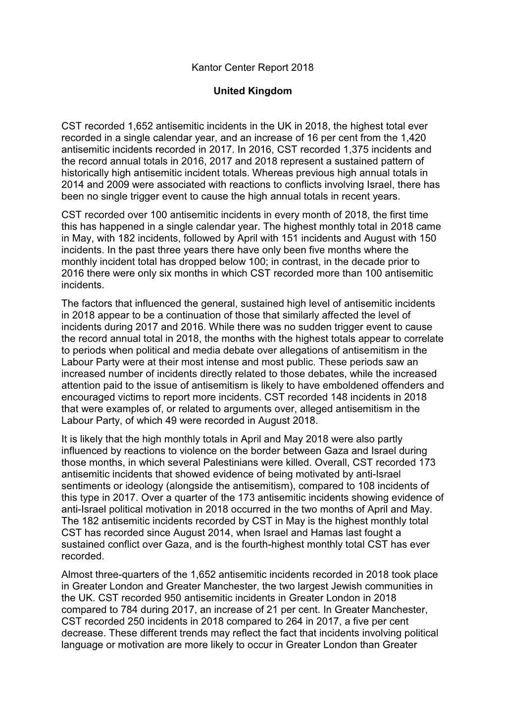 Kantor Center Report 2018 United Kingdom CST Recorded 1,652