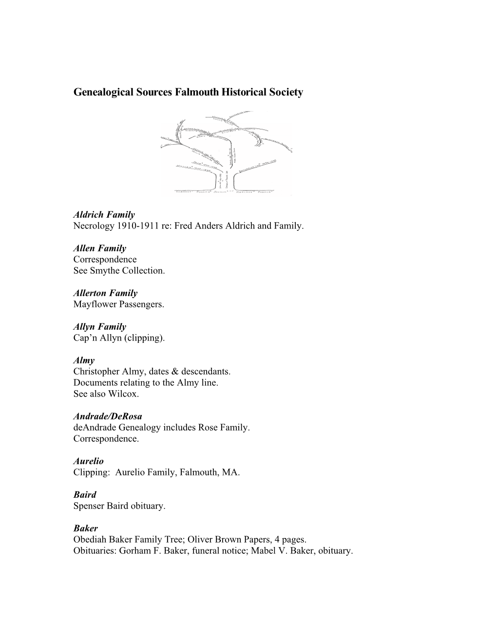 Genealogical Sources Falmouth Historical Society