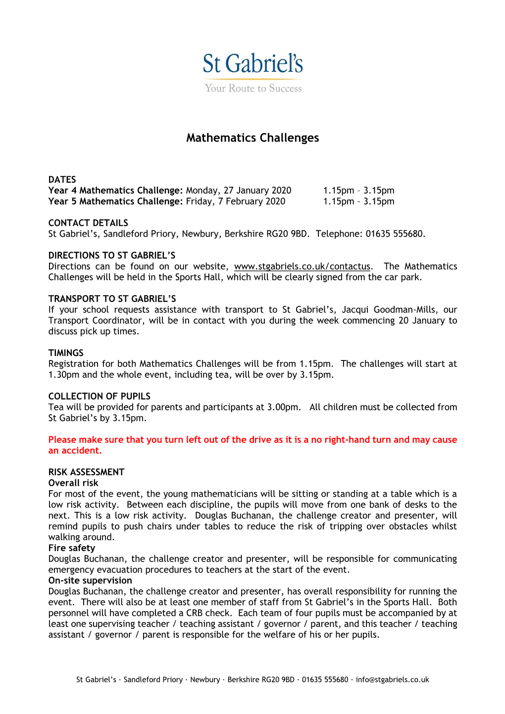 St Gabriel's Maths Challenge 2020