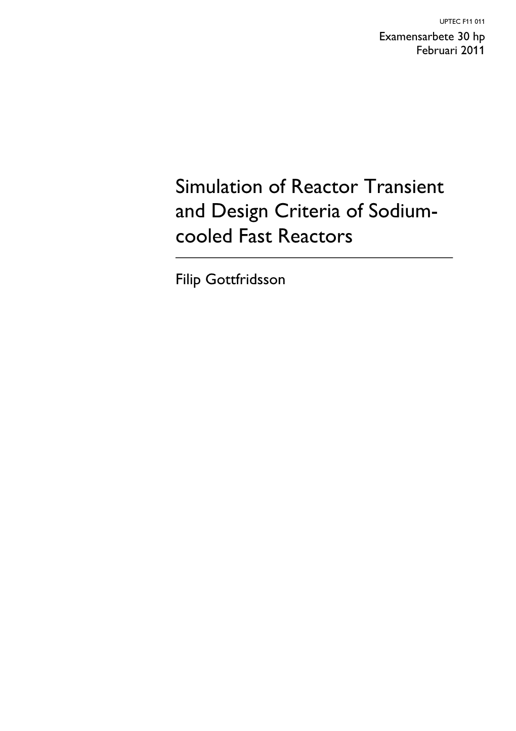 Simulation of Reactor Transient and Design Criteria of Sodium- Cooled Fast Reactors