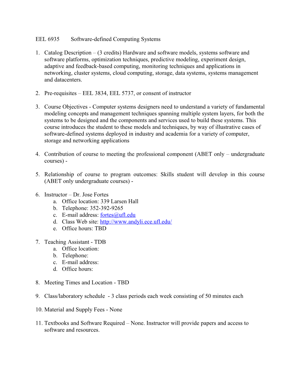 EEL 6935 Software-Defined Computing Systems