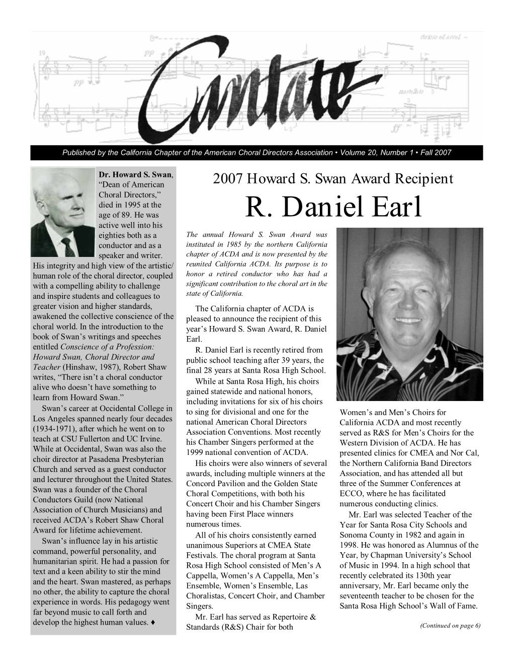 R. Daniel Earl Active Well Into His Eighties Both As a the Annual Howard S