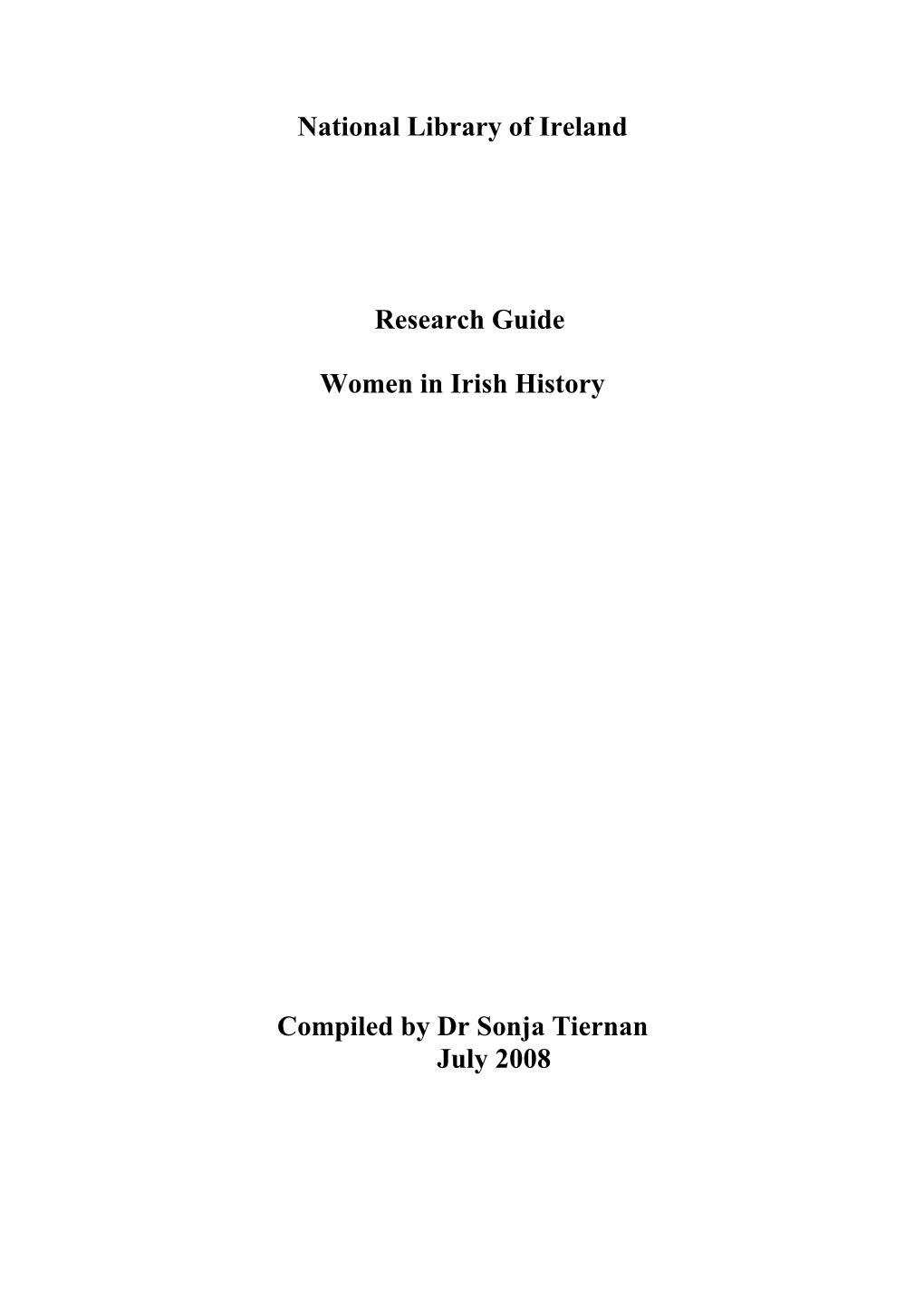 Women in Irish History Research Guide