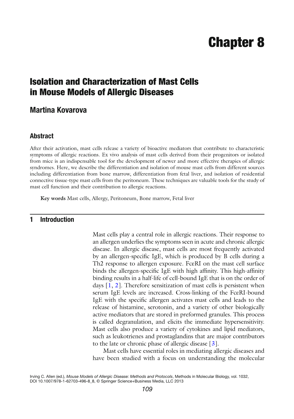 Chapter 8 Isolation and Characterization of Mast Cells In