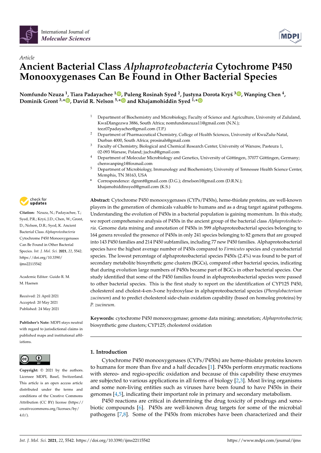 Ancient Bacterial Class Alphaproteobacteria Cytochrome P450 Monooxygenases Can Be Found in Other Bacterial Species