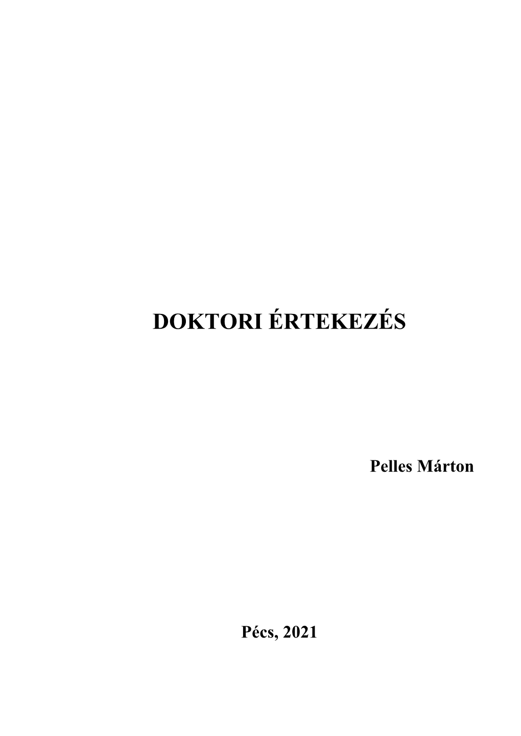 Doktori Értekezés