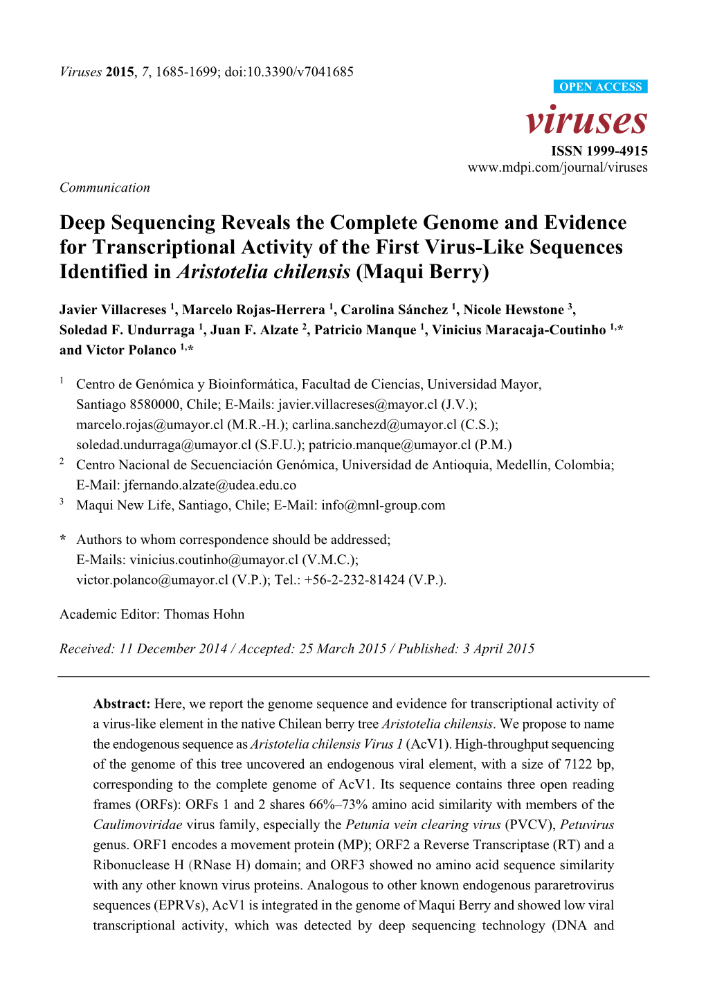 Deep Sequencing Reveals the Complete Genome and Evidence