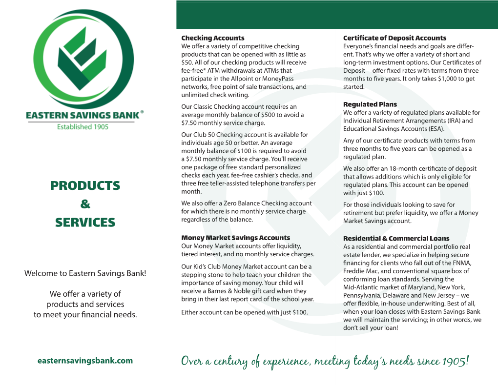 Products and Services Brochure