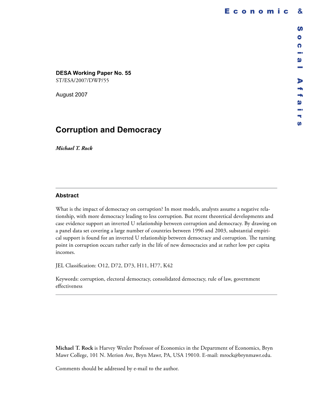 Corruption and Democracy