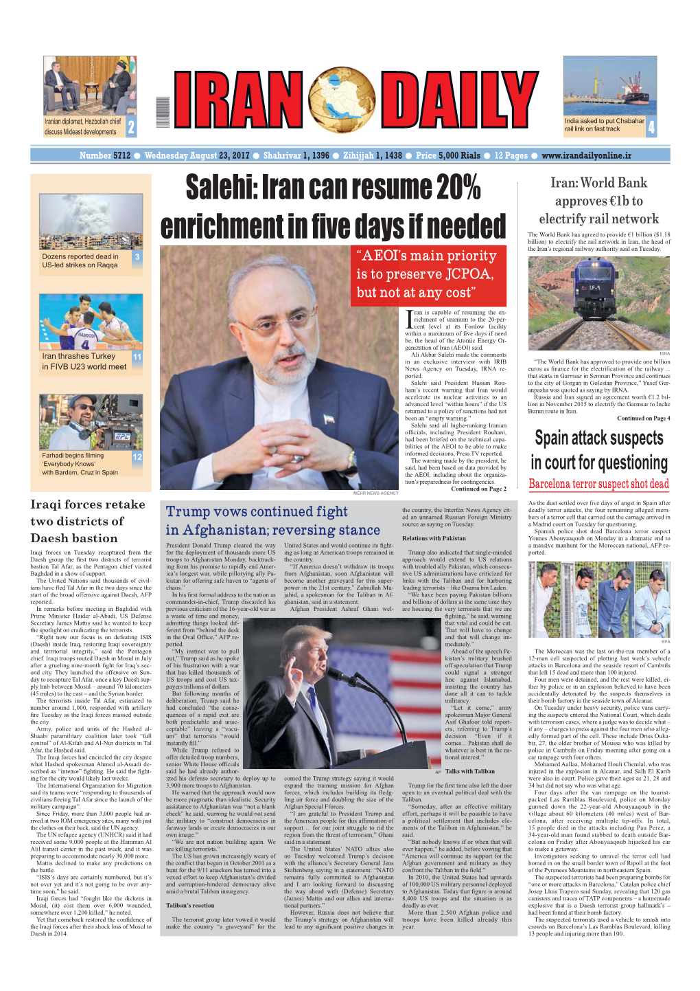 Salehi: Iran Can Resume