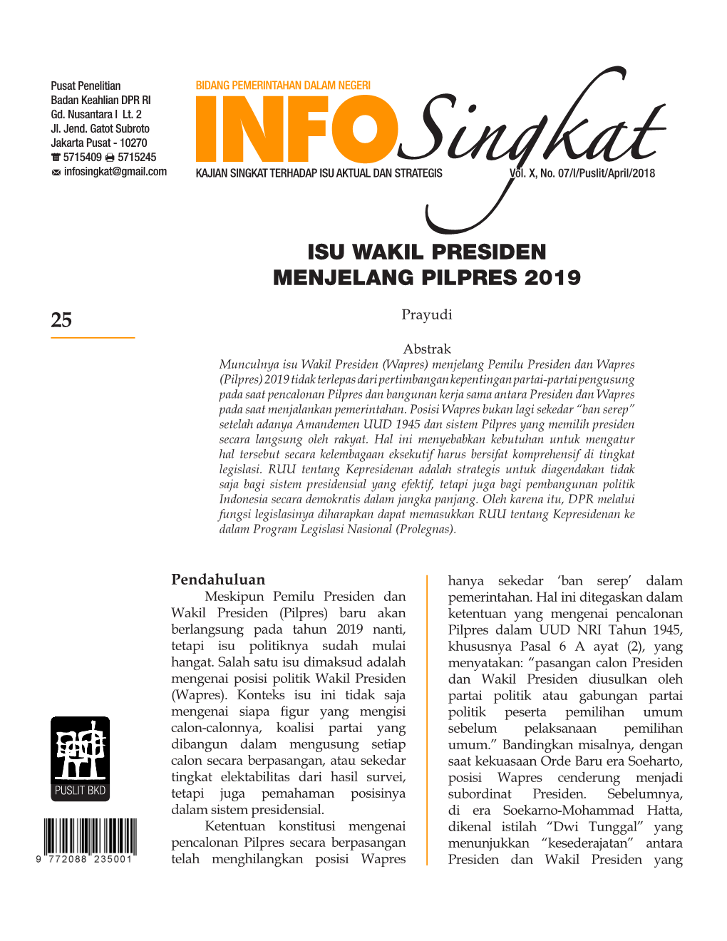 Isu Wakil Presiden Menjelang Pilpres 2019 25